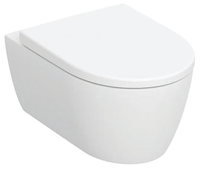 Geberit iCon Set Wand WC
Tiefspüler geschlossene Form,
Rimfree, mit WC Sitz, Farbe: weiß,
Ausführung: ohne Spülrand Art-Nr
501.664.00.1
