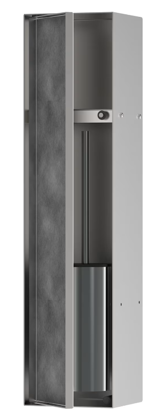 hansgrohe XtraStoris Rock Einbau Toilettenbürstenhalter mit Ablage befliesbare Tür edelstahl gebürstet Art Nr 56060800