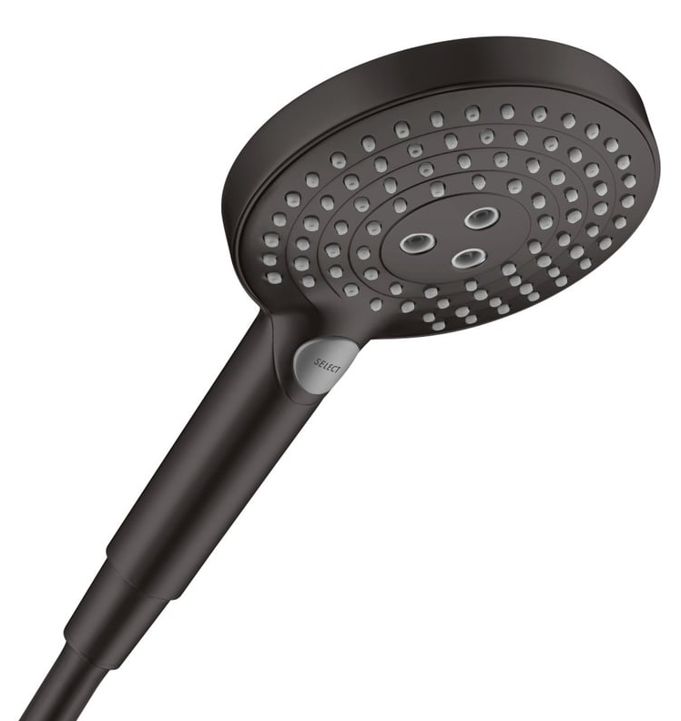1 Stk hansgrohe Raindance Select S Handbrause 3 Strahlarten, schwarz matt, Material: Kunststoff, Farbe: schwarz matt, Länge: 240, Durchmesser: 125, max. Wasserverbrauch der Handbrause bei 3 bar: 15 Art-Nr 26530670