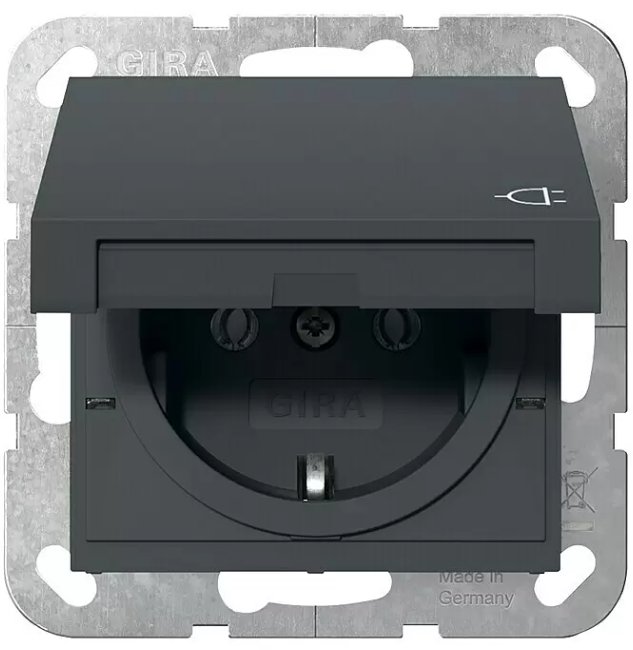 3 Stk Gira System 55 Klappeckelsteckdose 045428 Anthrazit, 16 A, IP20 Art-Nr 30706448