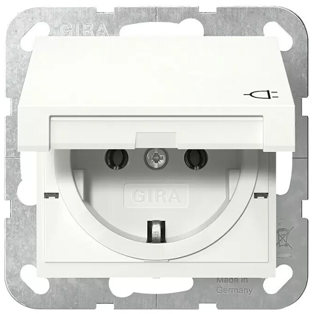 3 Stk Gira System 55 Klappeckelsteckdose 045428 Reinweiß seidenmatt, 16 A, IP20 Art-Nr 30706439