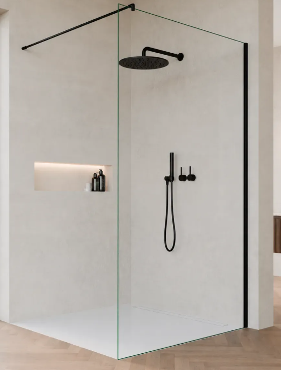1x Walk In Dusche Nach Maß Klarglas Glasart: Klar | Glasstärke in mm: 8 | Glasbreite in cm eingeben: 80 cm | Glashöhe in cm eingeben: 240 cm | SOGLAS Nano Glasversiegelung: Ja | Beschlagfarbe: Schwarz matt Artikelnummer: S51060000 Maßanfertigung Breite bis 90 cm (Beispielrechung für 80cm Breite)