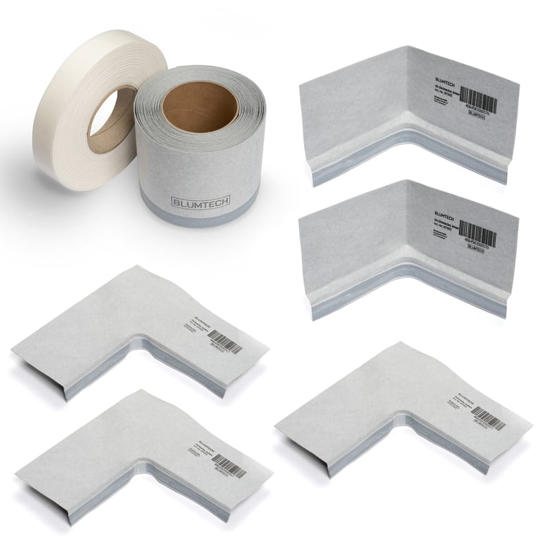 1 Set Blumtech PROFI TOP Abdichtband Set 3D für Duschwannen mit Klebestreifen Material: Vlieskaschierte TPE Folie, Farbe: grau, Länge: 600, Höhe: 12.5 Art-Nr BT005