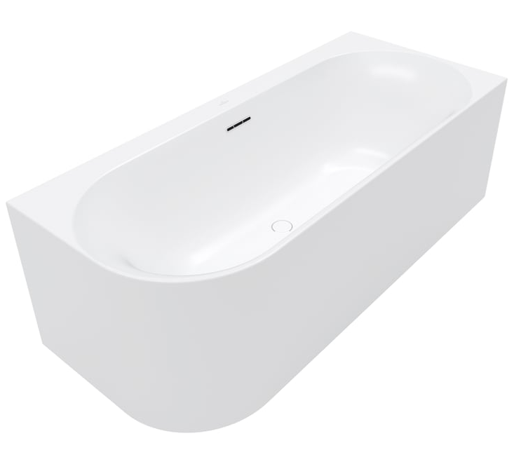 Villeroy & Boch Loop & Friends Oval Duo Vorwand Badewanne 180 x 80 cm für Eckeinbau rechts, Farbe: stone white, Ausführung: Eckmontage rechts, Mittelablauf, Abmessungen: L: 180 B: 80 T: 47 cm Art-Nr UBA180LOF9CR00V-RW